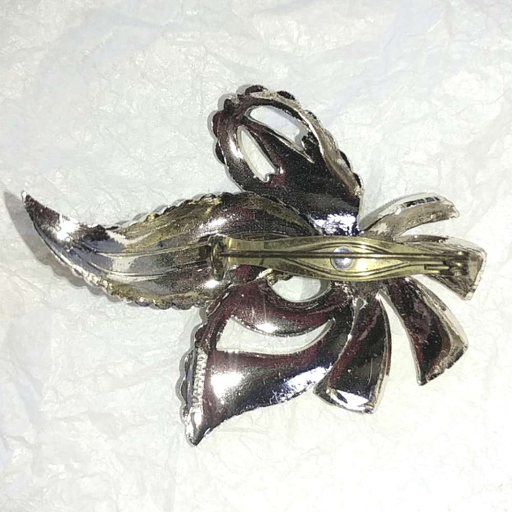 WEST GERMANY ELOXAL ALUMINUM FAUX MARCASITE BROOCH - Picture 5 of 8